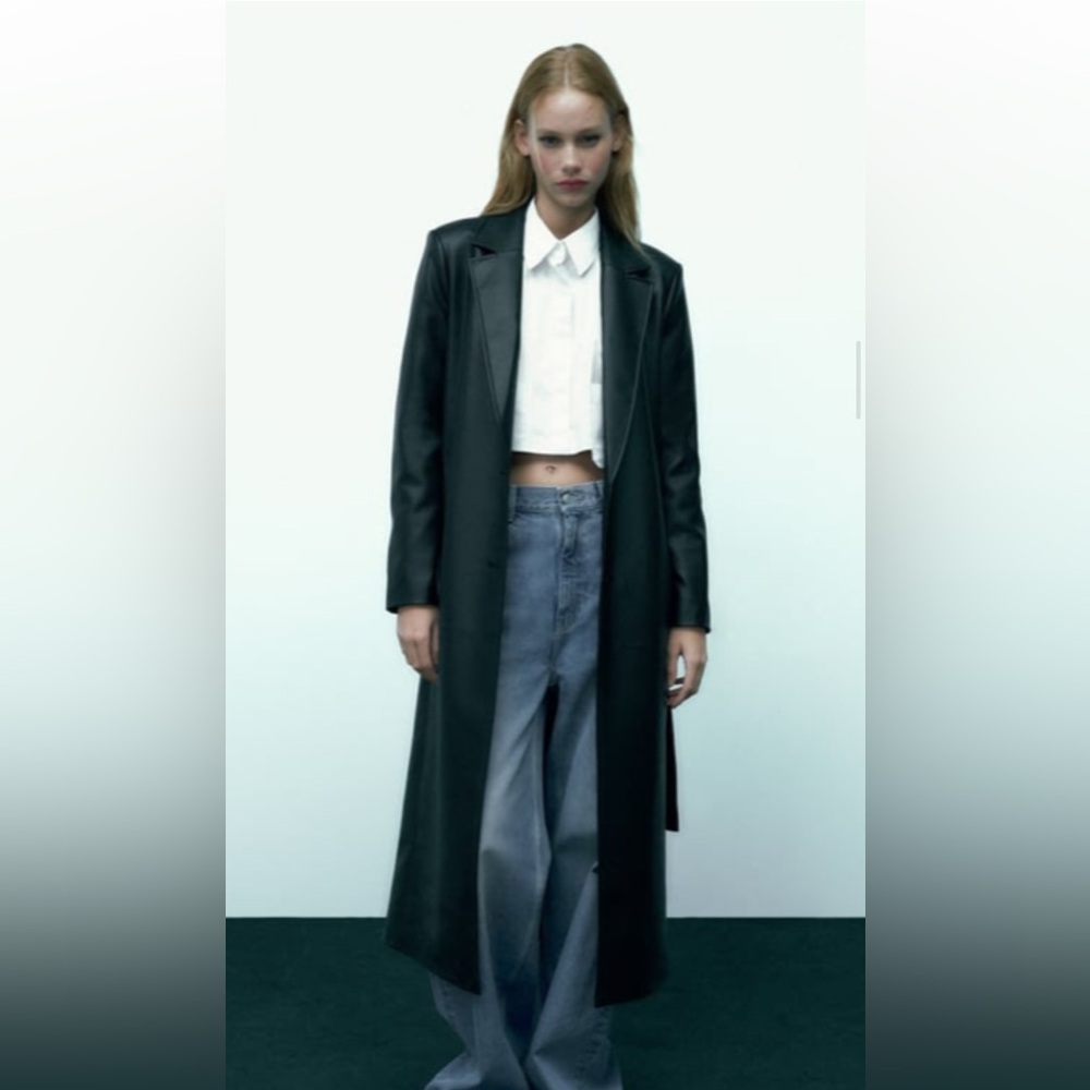 Zara Faux Leather Trench Coat